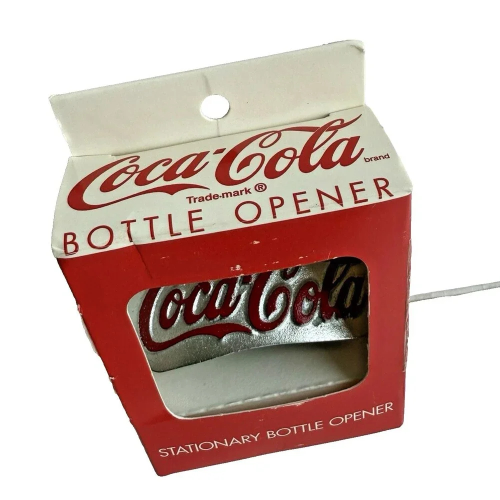 Vtg 1991 Coca-Cola Stationary Bottle Opener Metal Logo Soda Pop Opener Coke NEW